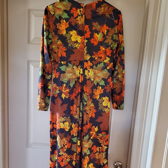 Vintage 70's fall foliage maxi dress - Picture 4 of 6